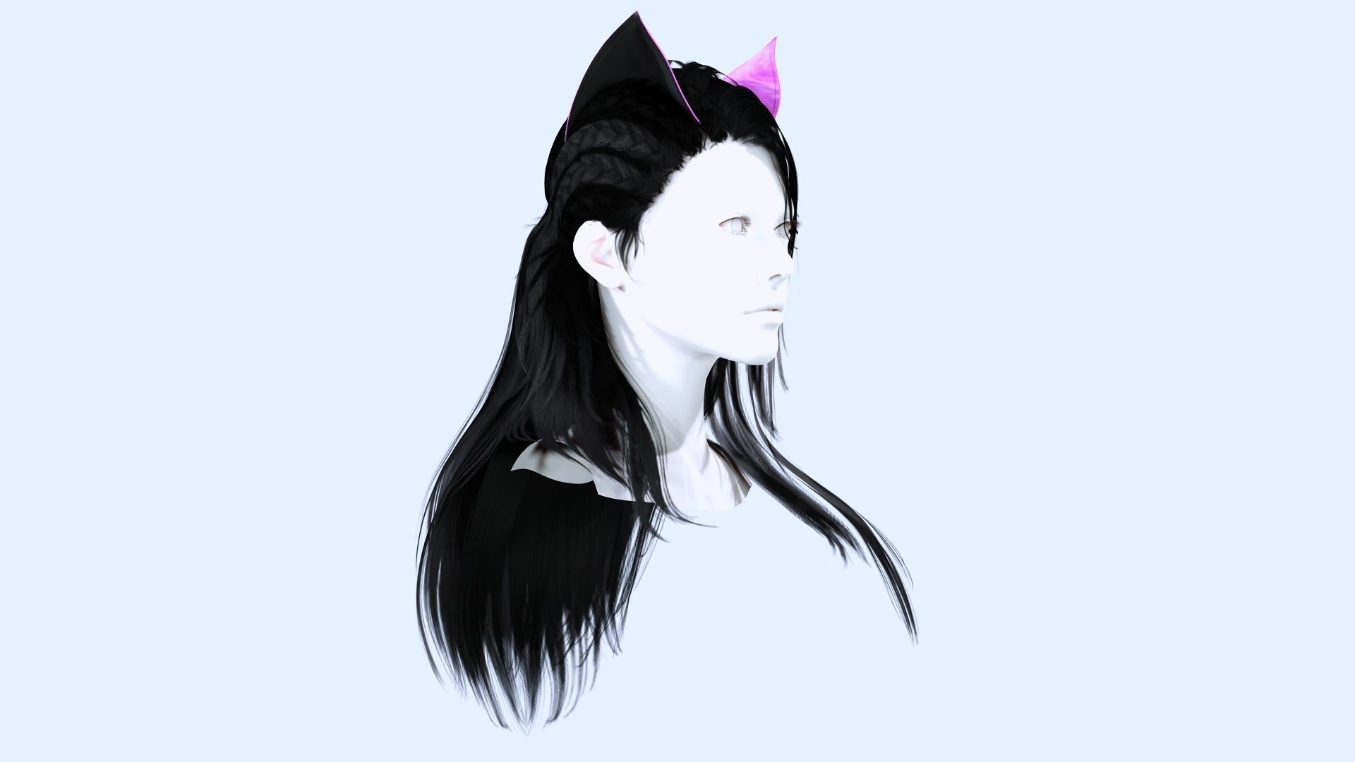 Female Colorable Hair With Accessorie Low-poly 3D model_6