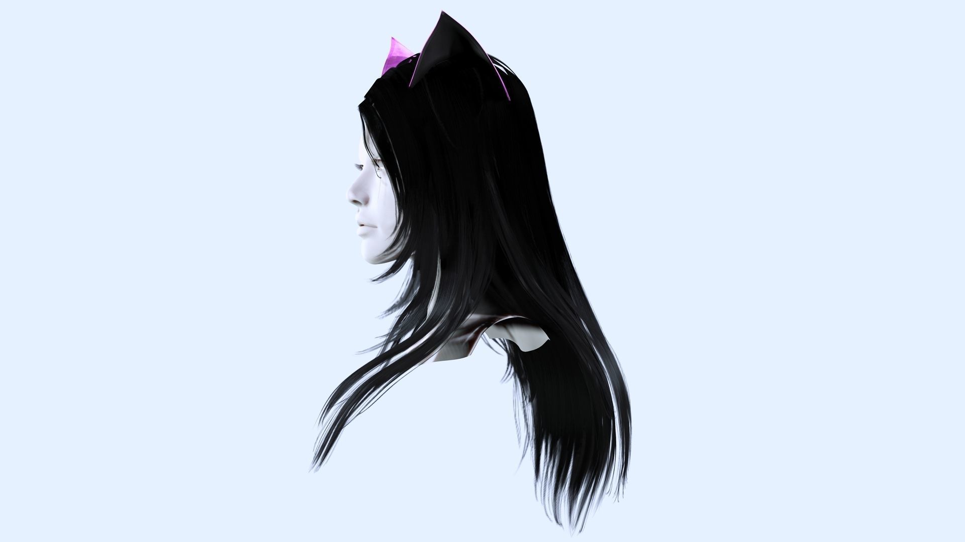Female Colorable Hair With Accessorie Low-poly 3D model_3
