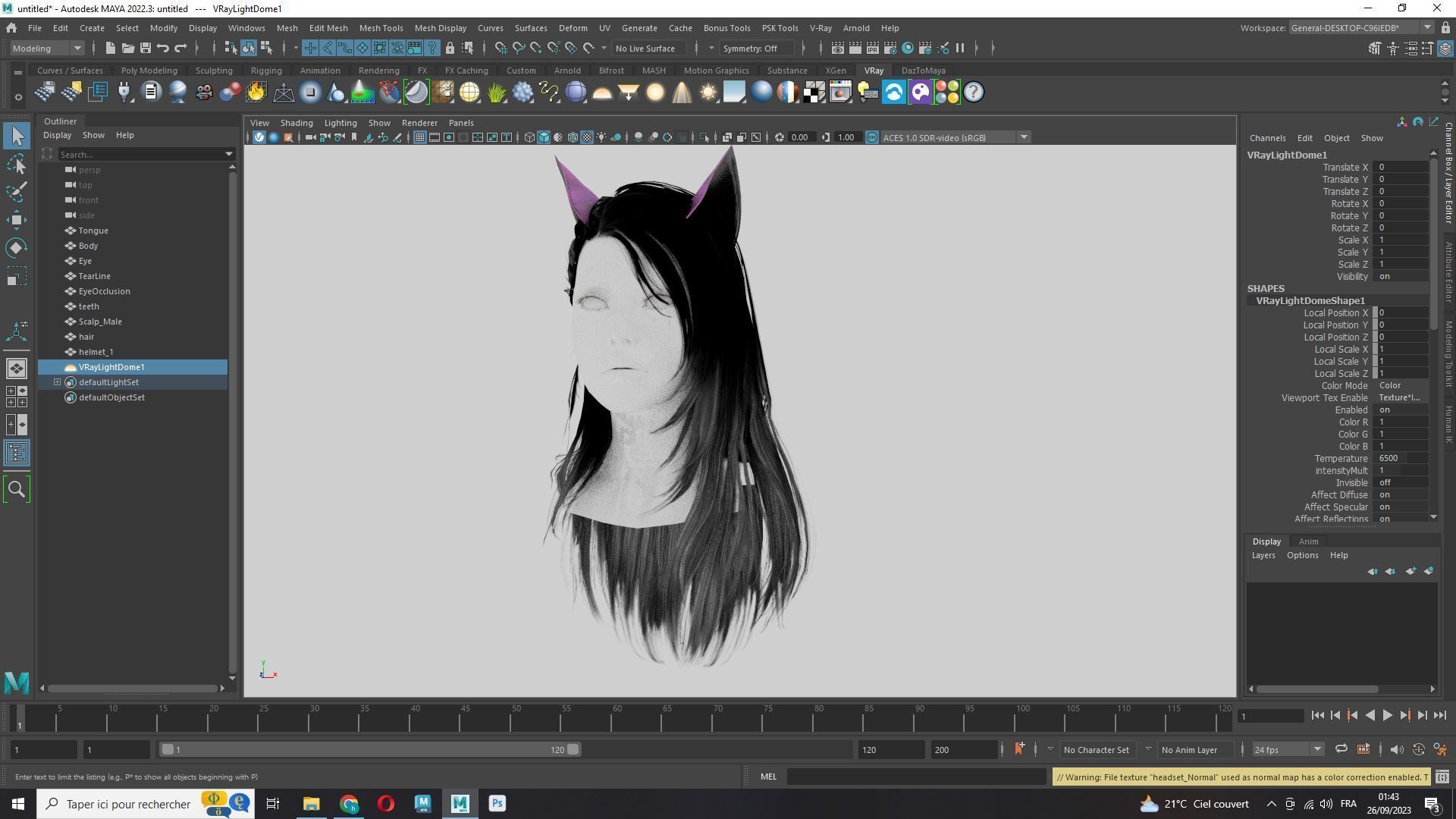 Female Colorable Hair With Accessorie Low-poly 3D model_19
