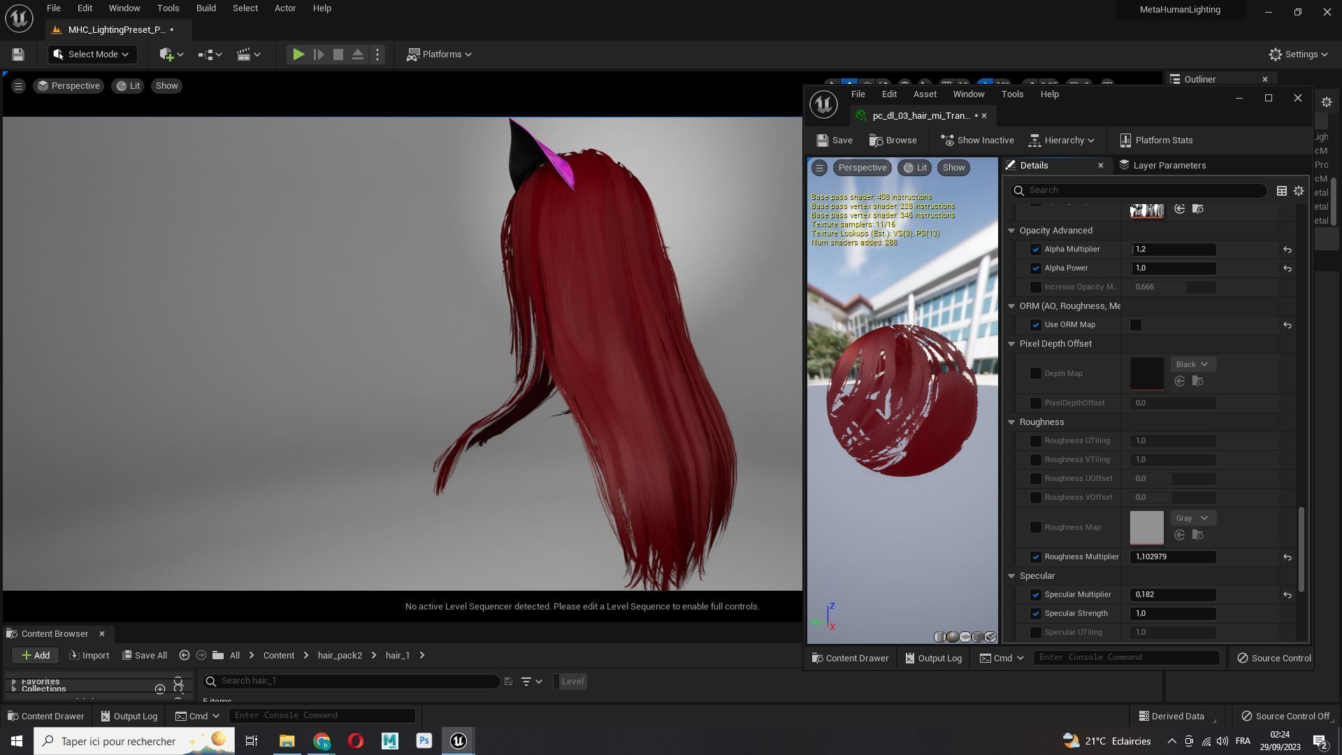 Female Colorable Hair With Accessorie Low-poly 3D model_11