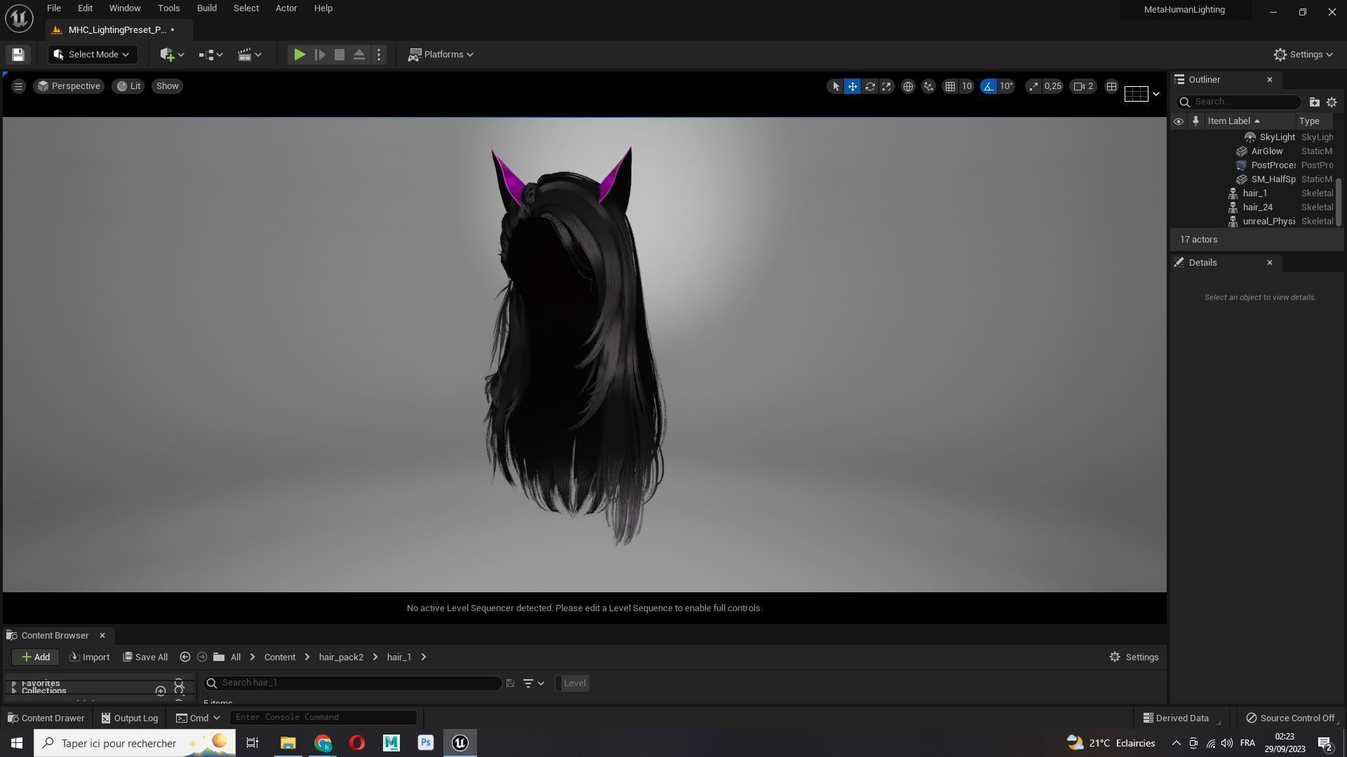 Female Colorable Hair With Accessorie Low-poly 3D model_13