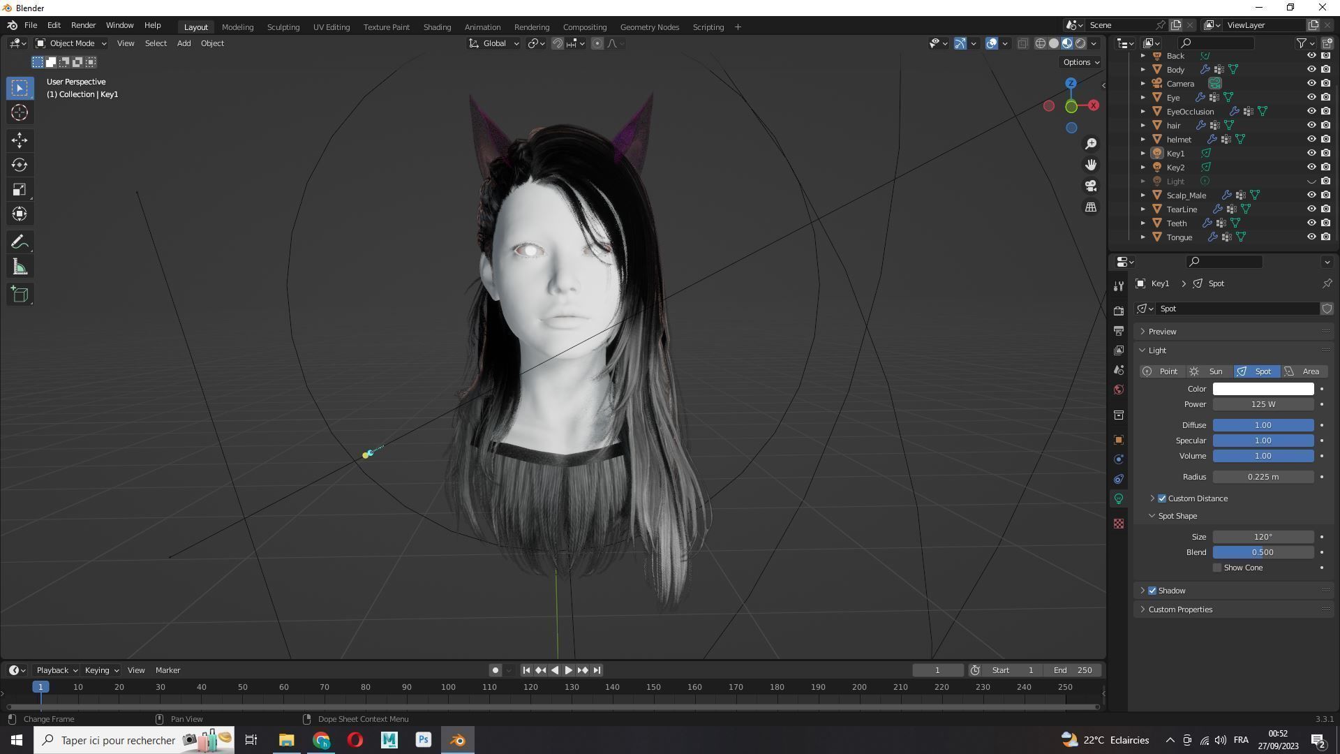 Female Colorable Hair With Accessorie Low-poly 3D model_12