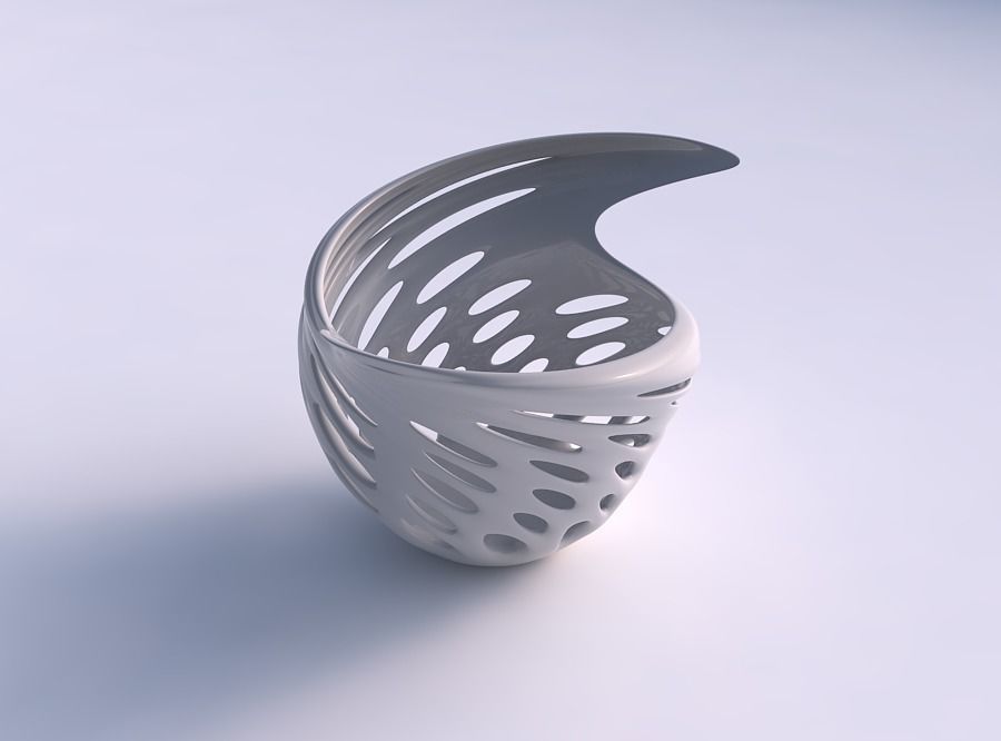 Bowl wide seed shell with smooth cuts twisted and tapered 3D print model_0