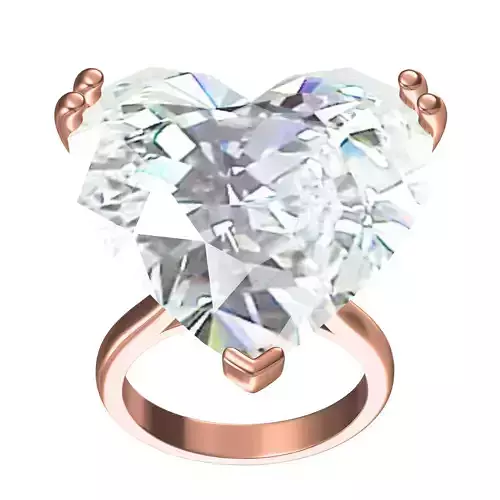 Large Heart Stone Solitaire Ring