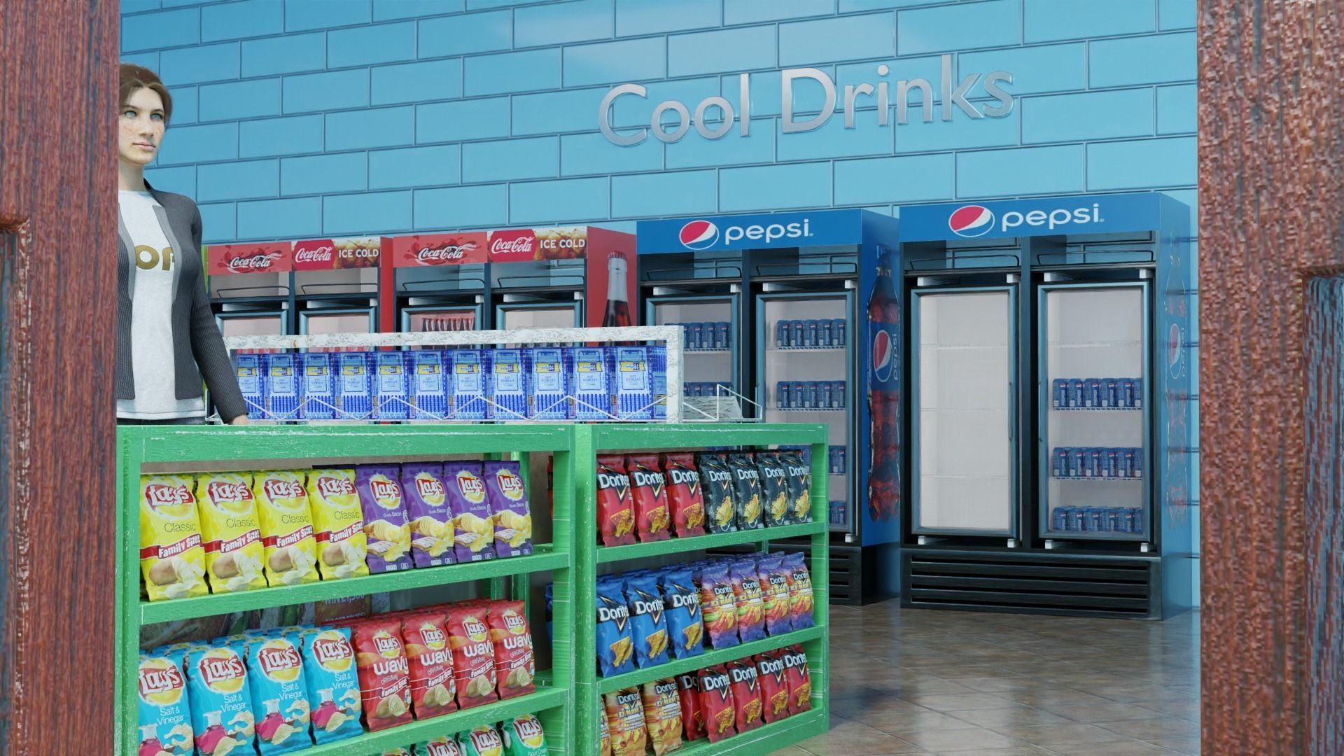 Convenience Store both Interior  and Exterior 3D model_9