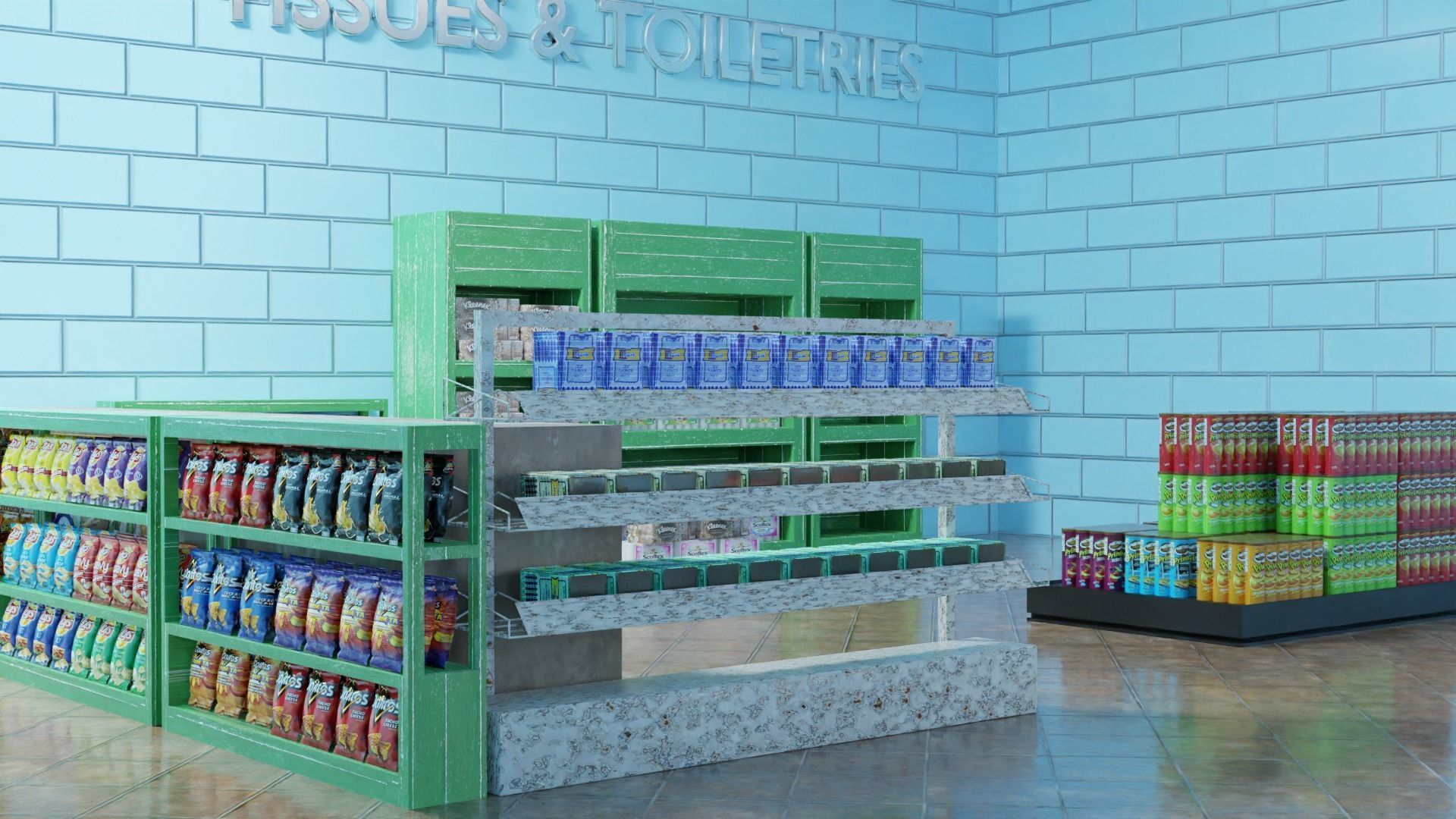 Convenience Store both Interior  and Exterior 3D model_3