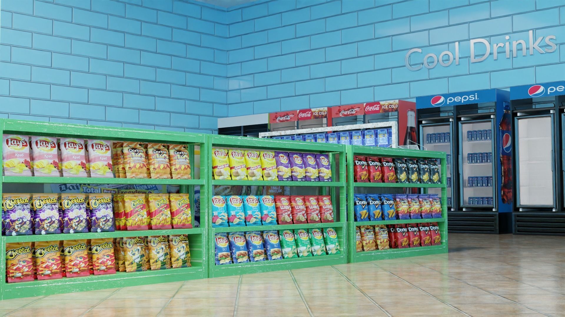Convenience Store both Interior  and Exterior 3D model_8