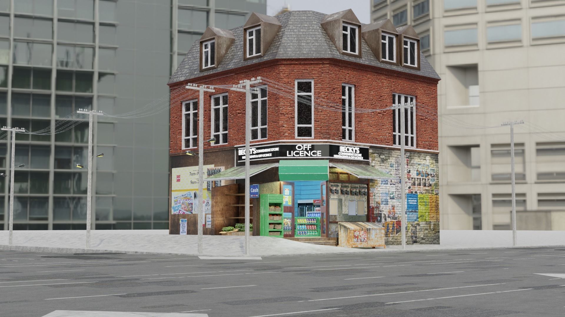 Convenience Store both Interior  and Exterior 3D model_11