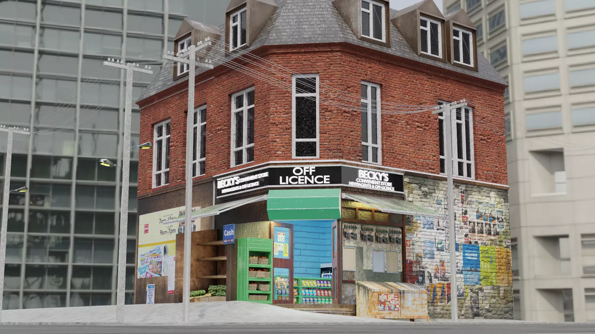 Convenience Store both Interior  and Exterior 3D model_0