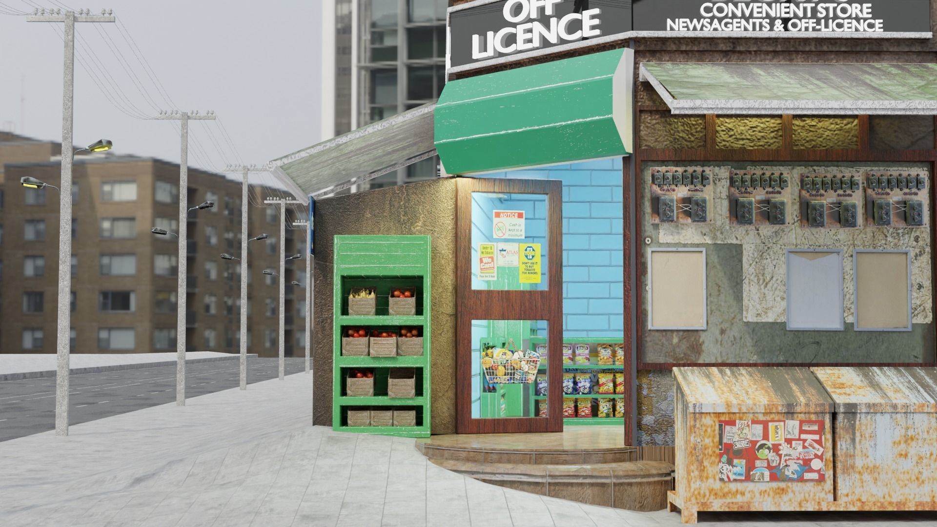 Convenience Store both Interior  and Exterior 3D model_13