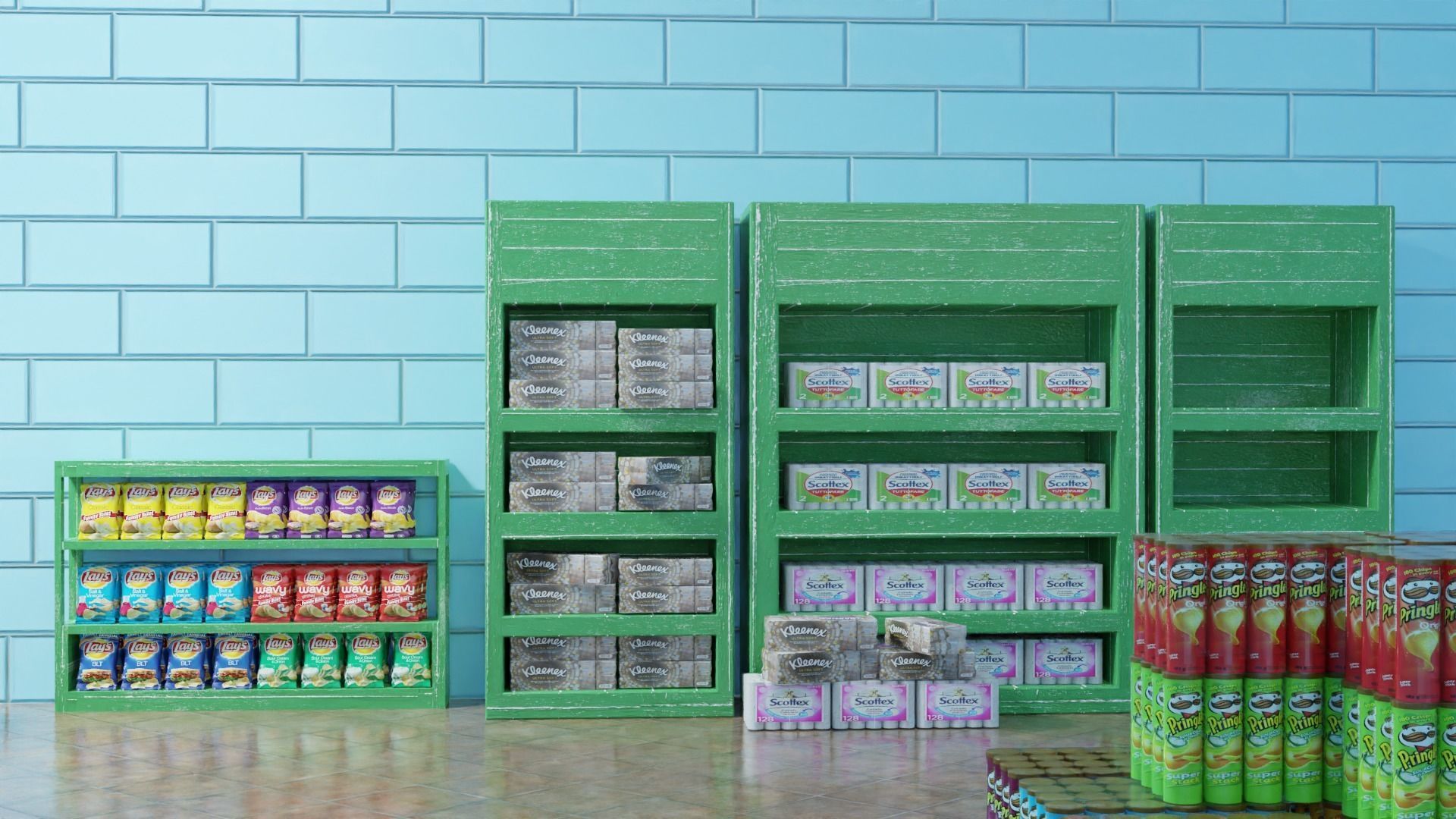 Convenience Store both Interior  and Exterior 3D model_6