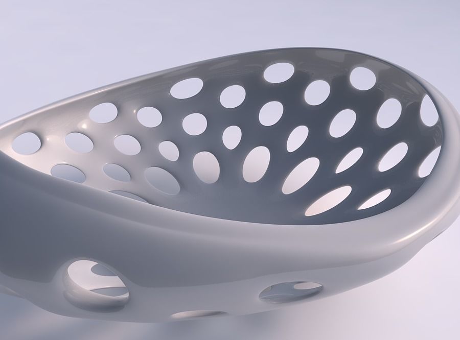 Bowl wide seed shell with smooth cuts squeezed 3D print model_0