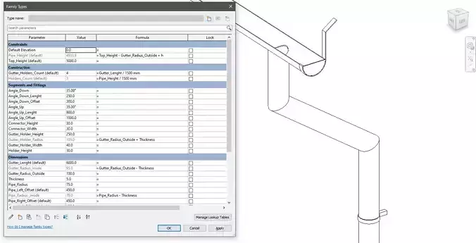 Roof Gutter - Detailed Parametric Revit Family 3D model