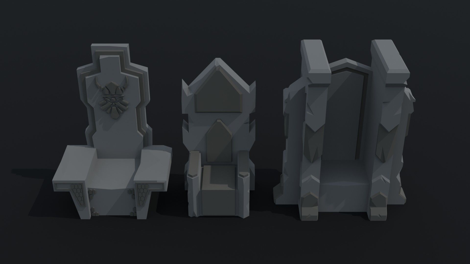 Cartoon dwarven throne kit Polygonal Style Low-poly 3D model_1