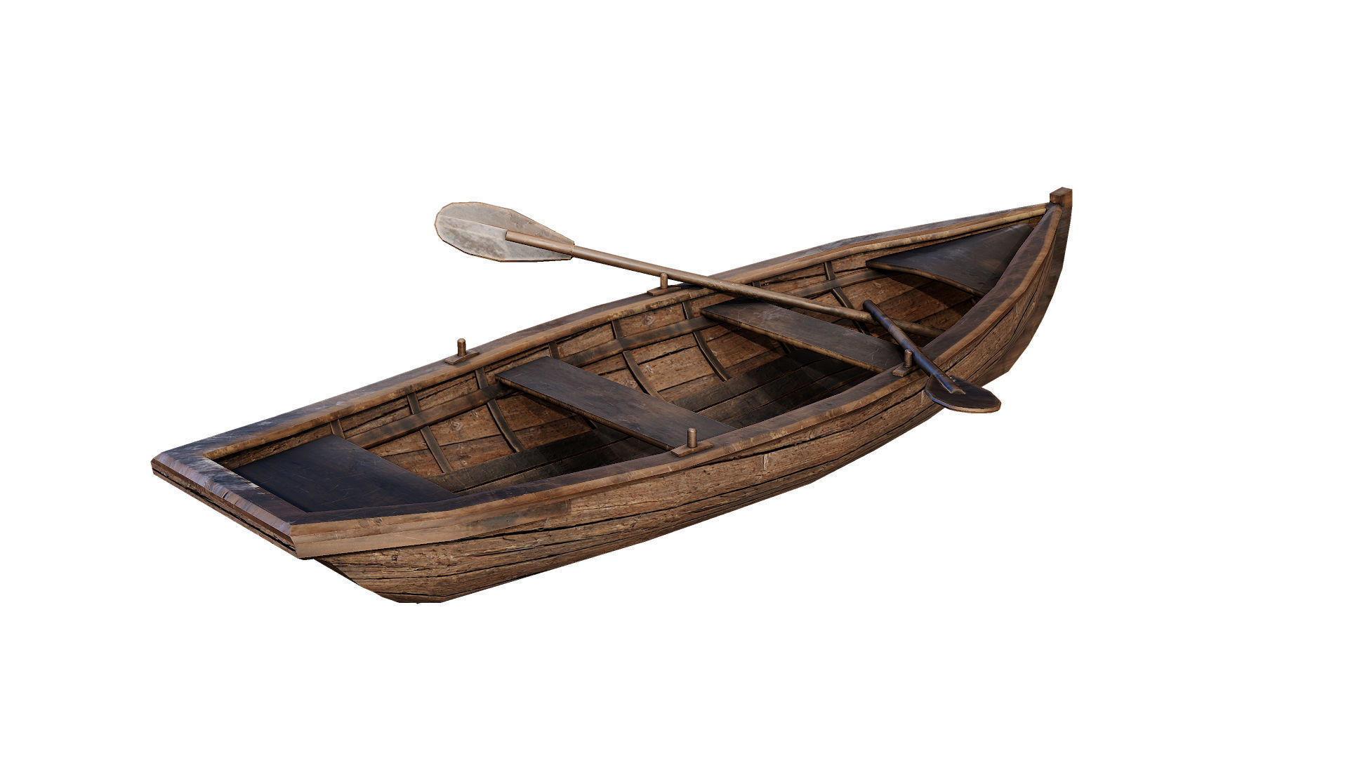 Old boat Low-poly 3D model_1
