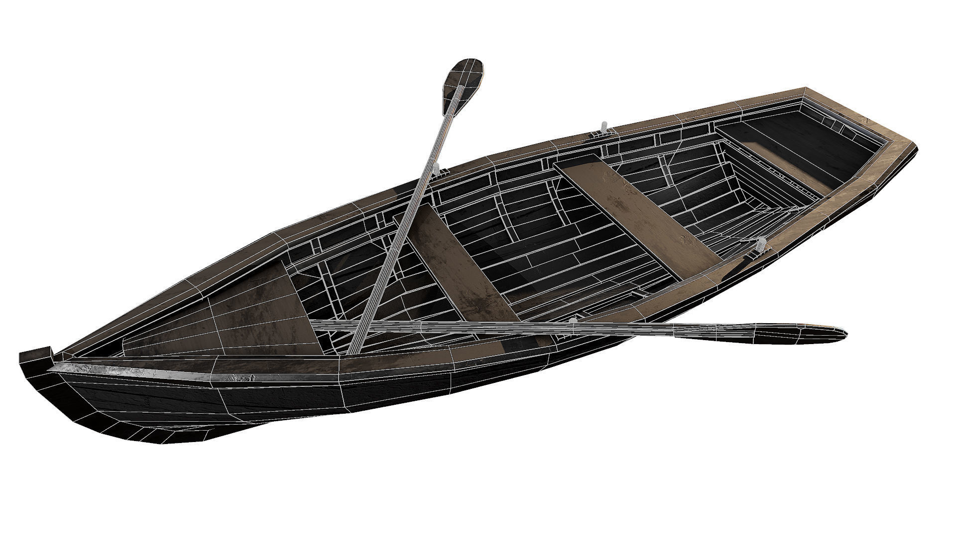 Old boat Low-poly 3D model_3