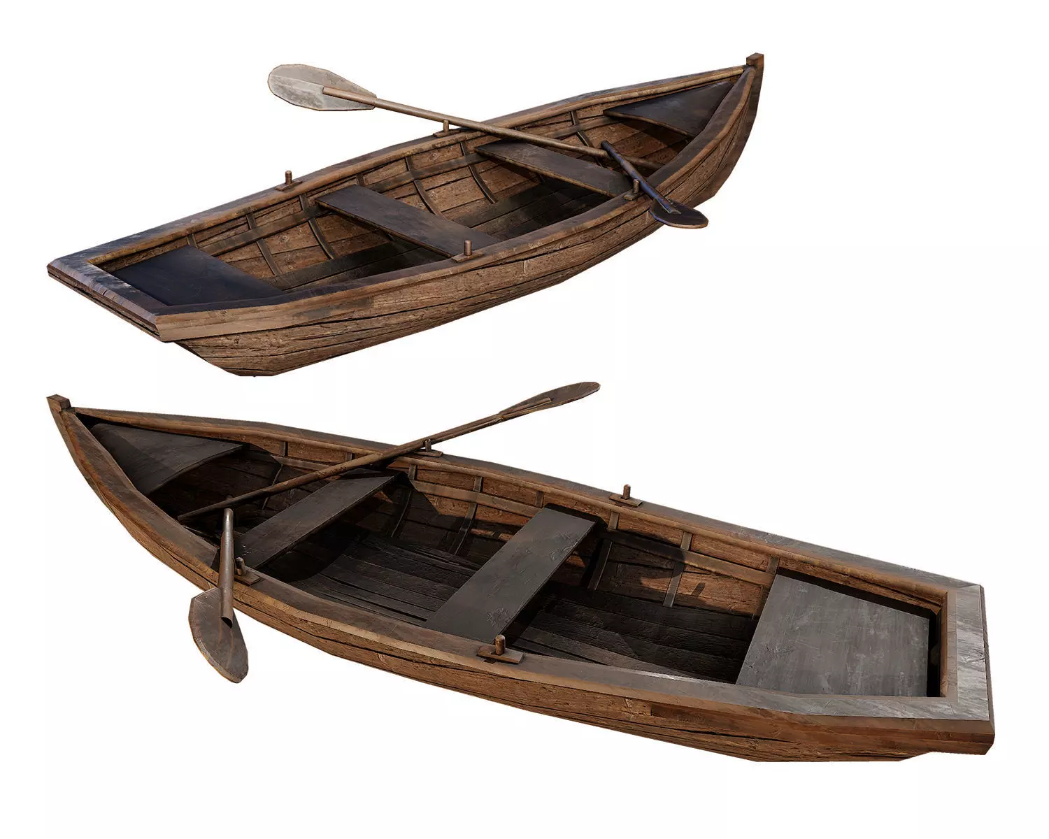 Old boat Low-poly 3D model_0