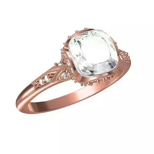 Cushion Stone Vintage Style Engagement Ring