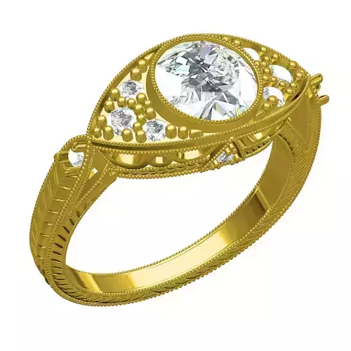 Single Stone Marquise Shaped Art Deco Engagement Ring