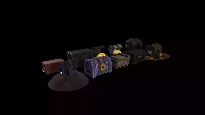 Chest Pack - 10 pcs Chest - Game Ready - Low Poly - PBR 3D Model