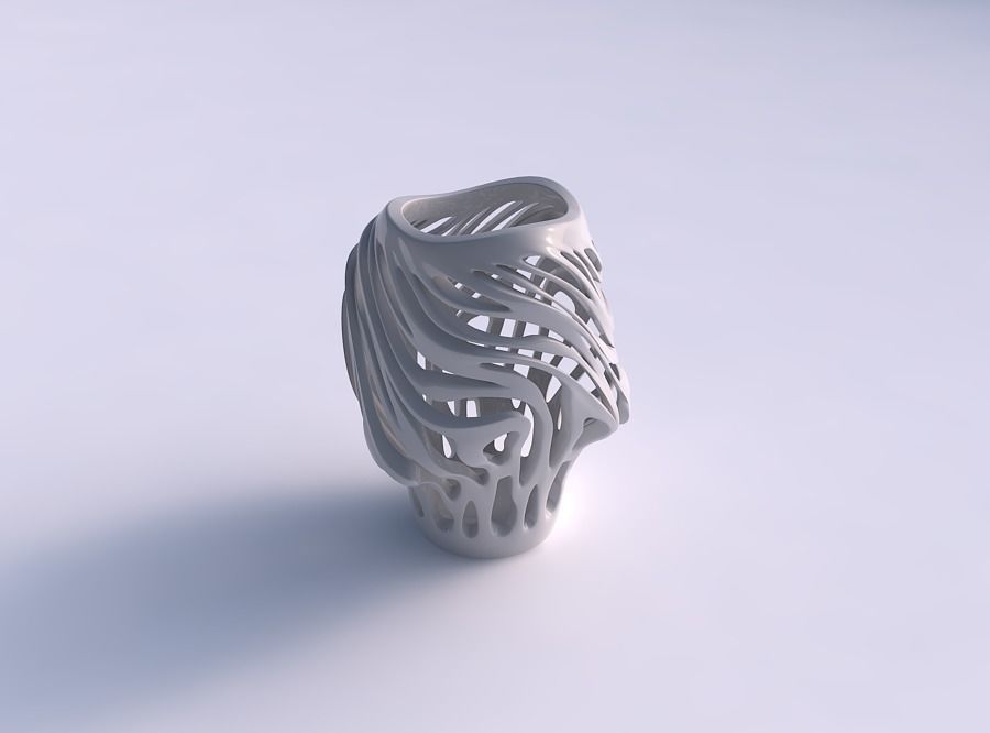 Bowl wide mid with twisted smooth cuts twisted and tapered wavy 3D print model_0