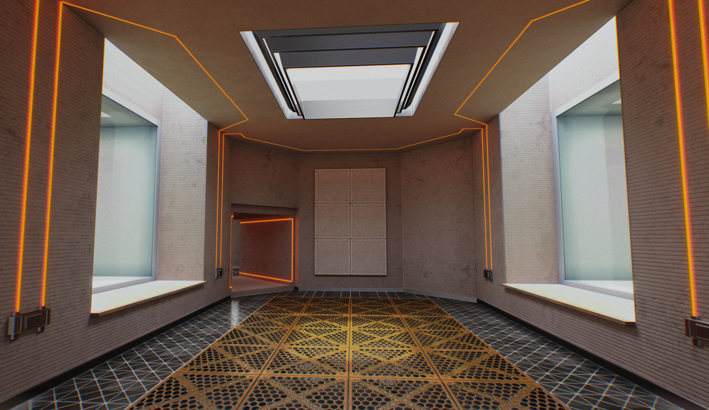 Interlockable Sci-Fi Virtual-Reality Art Gallery Low-poly 3D model_8