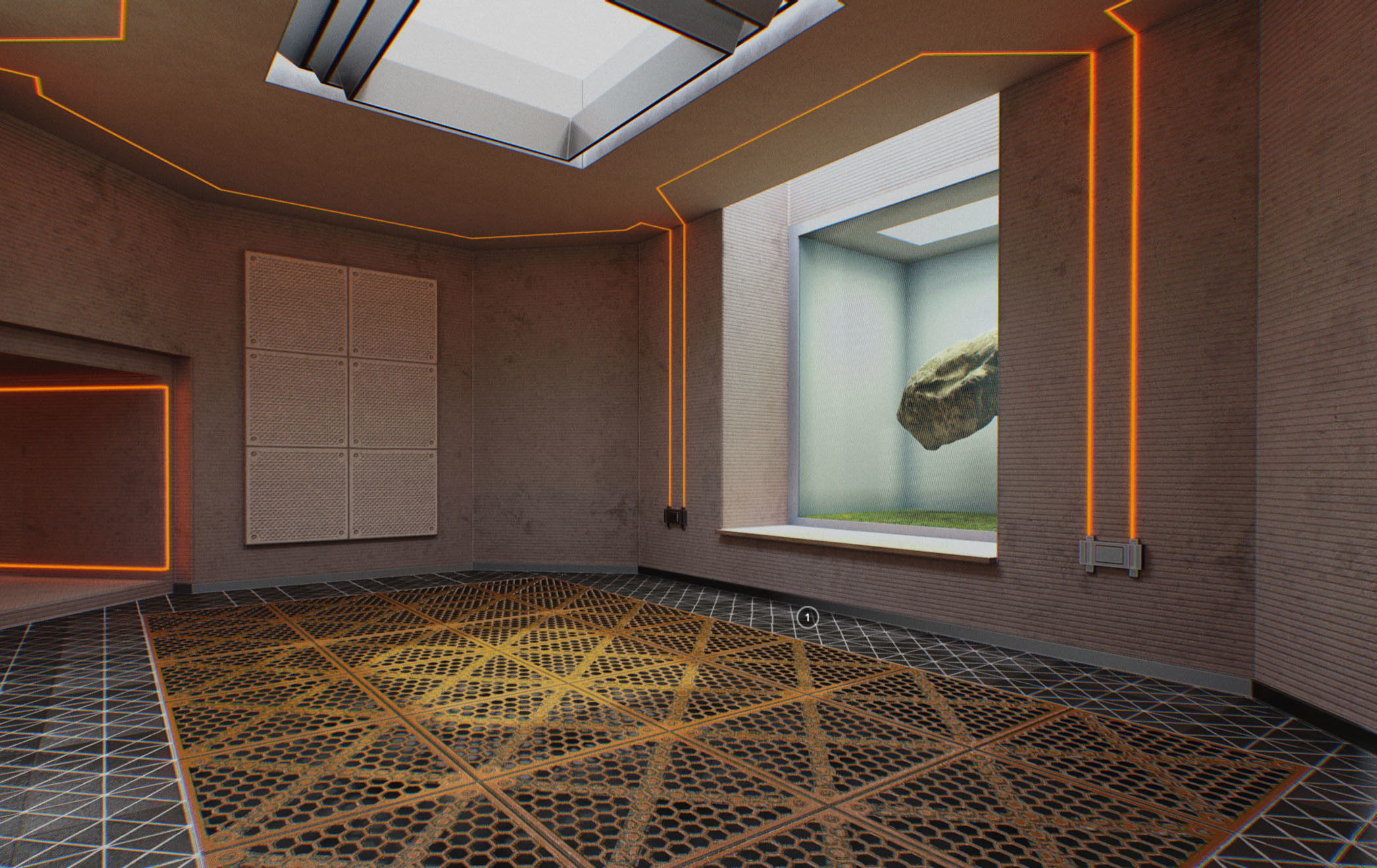 Interlockable Sci-Fi Virtual-Reality Art Gallery Low-poly 3D model_13