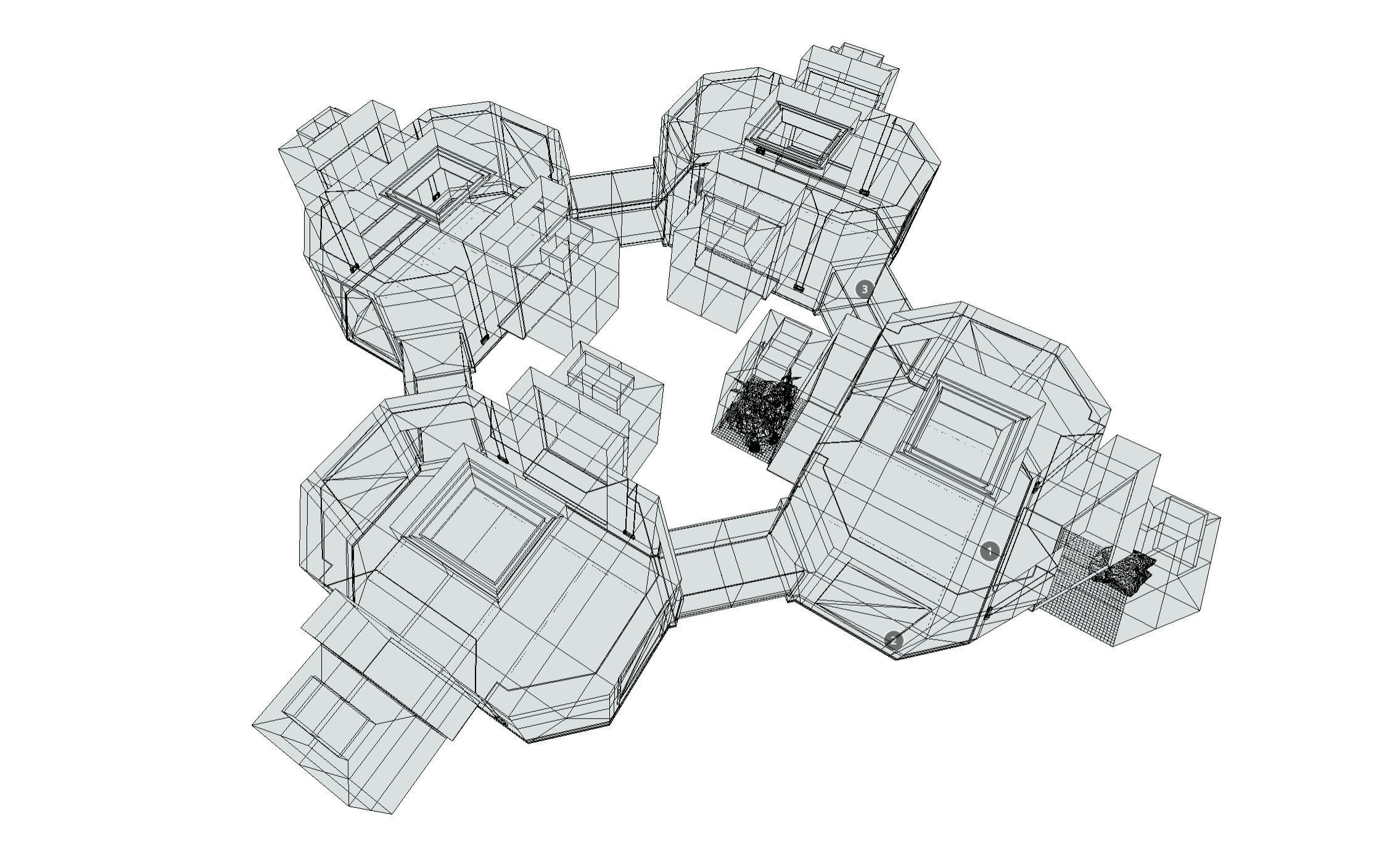 Interlockable Sci-Fi Virtual-Reality Art Gallery Low-poly 3D model_11