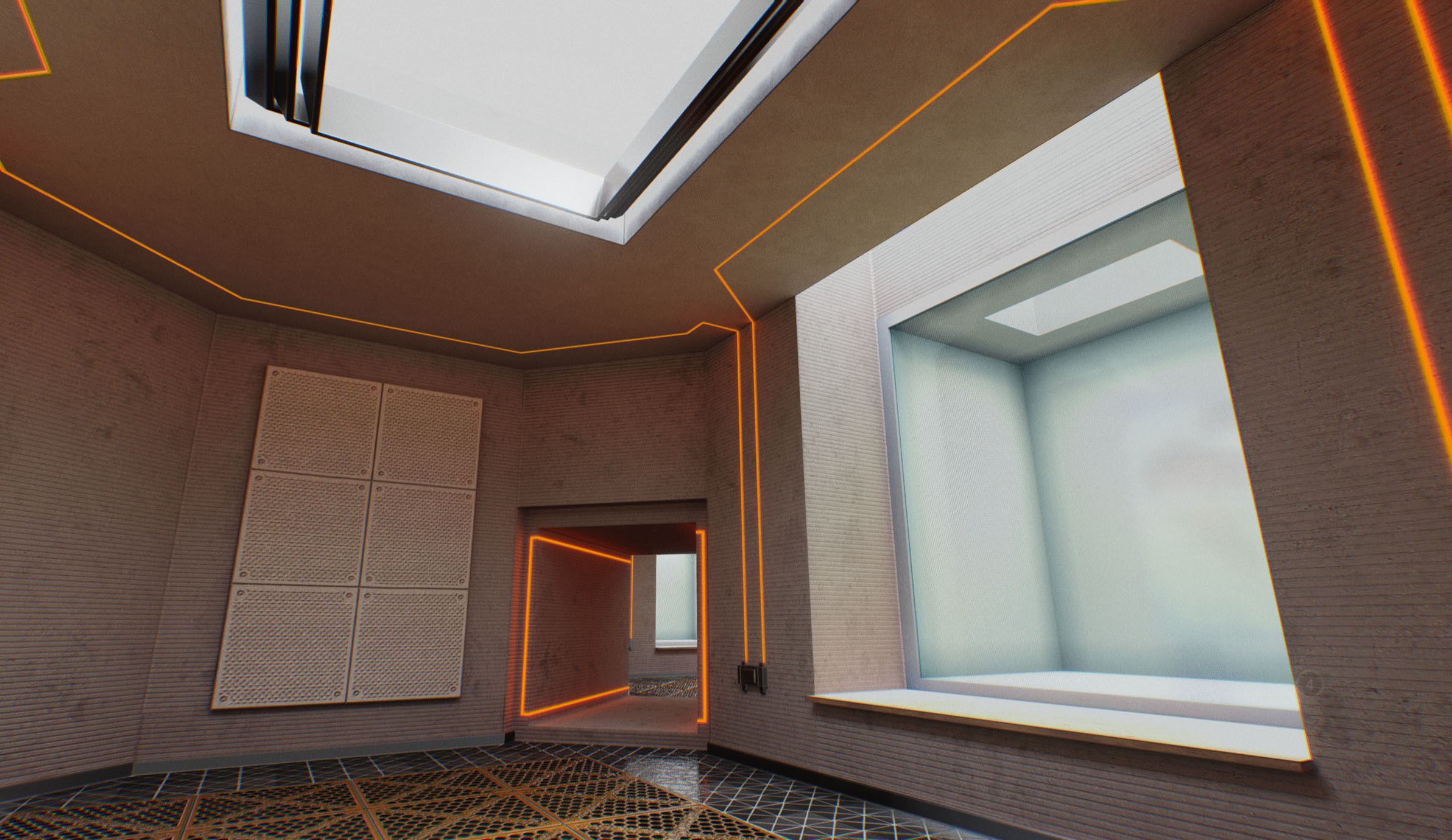Interlockable Sci-Fi Virtual-Reality Art Gallery Low-poly 3D model_2
