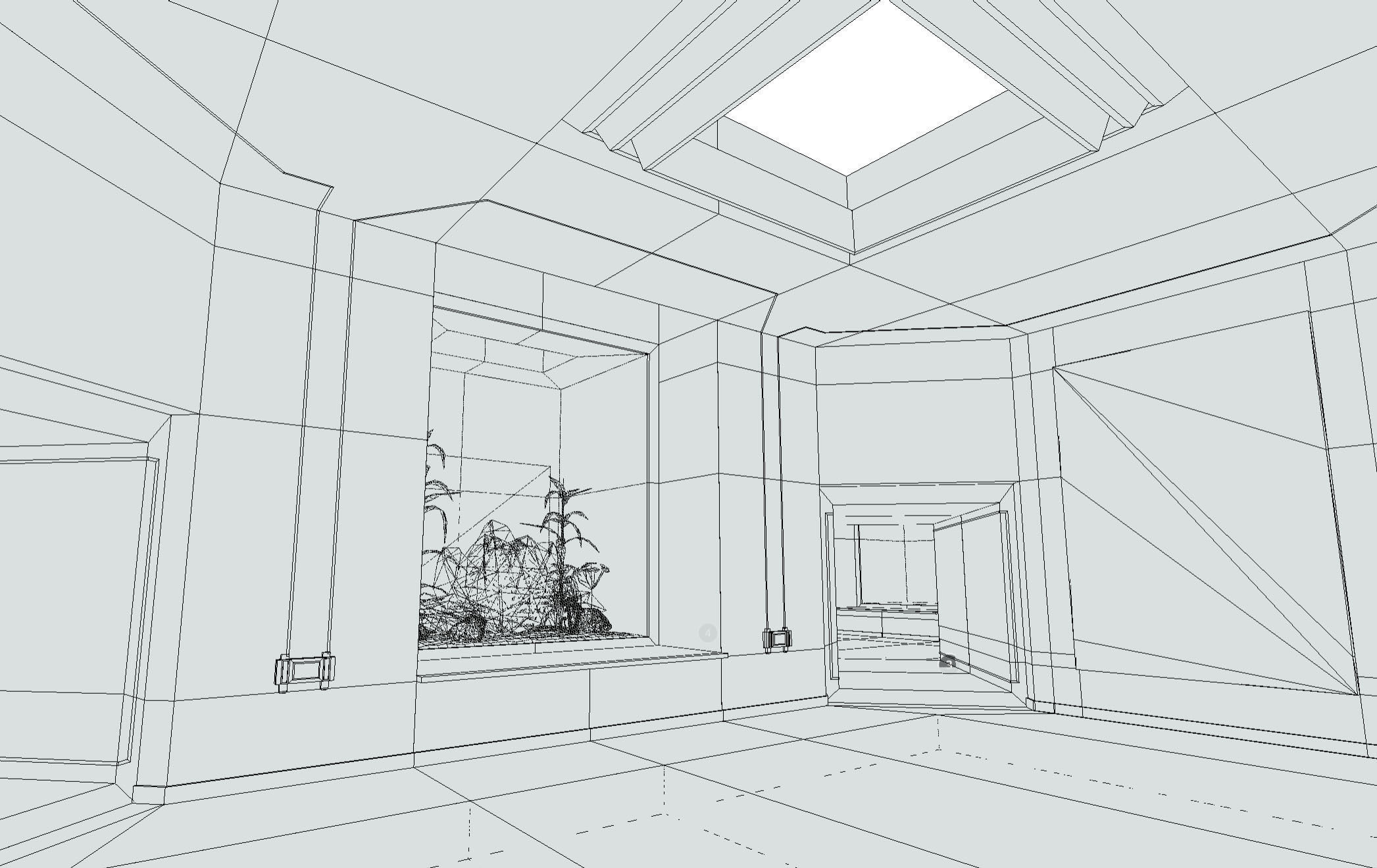 Interlockable Sci-Fi Virtual-Reality Art Gallery Low-poly 3D model_3