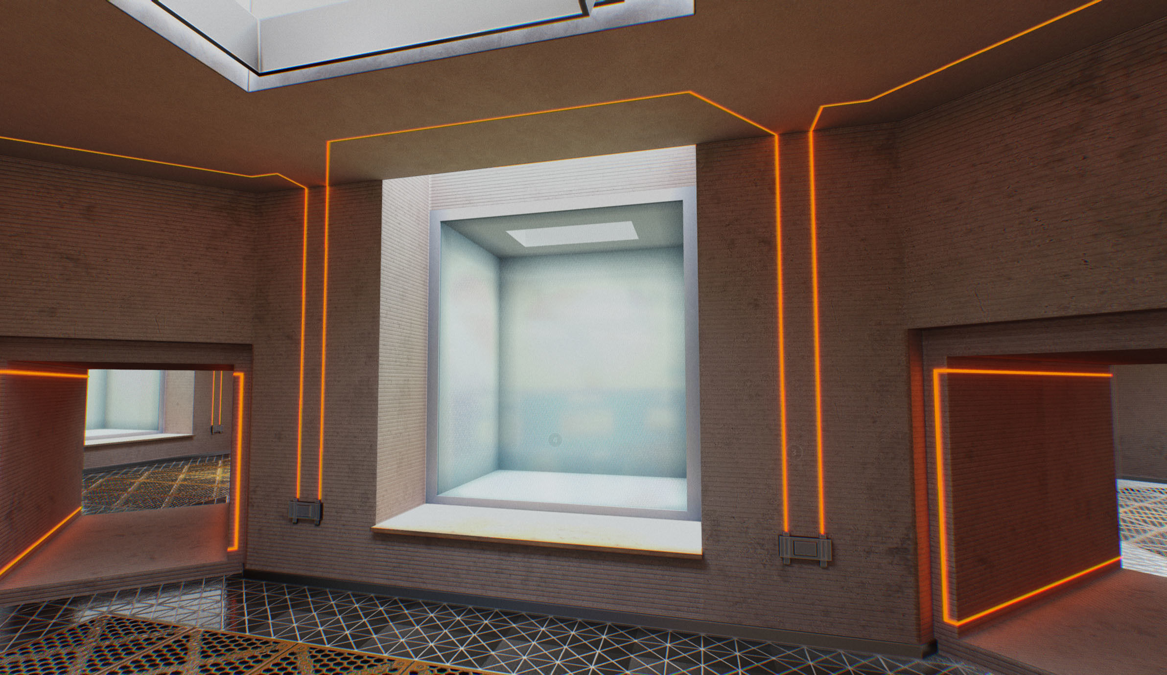 Interlockable Sci-Fi Virtual-Reality Art Gallery Low-poly 3D model_10