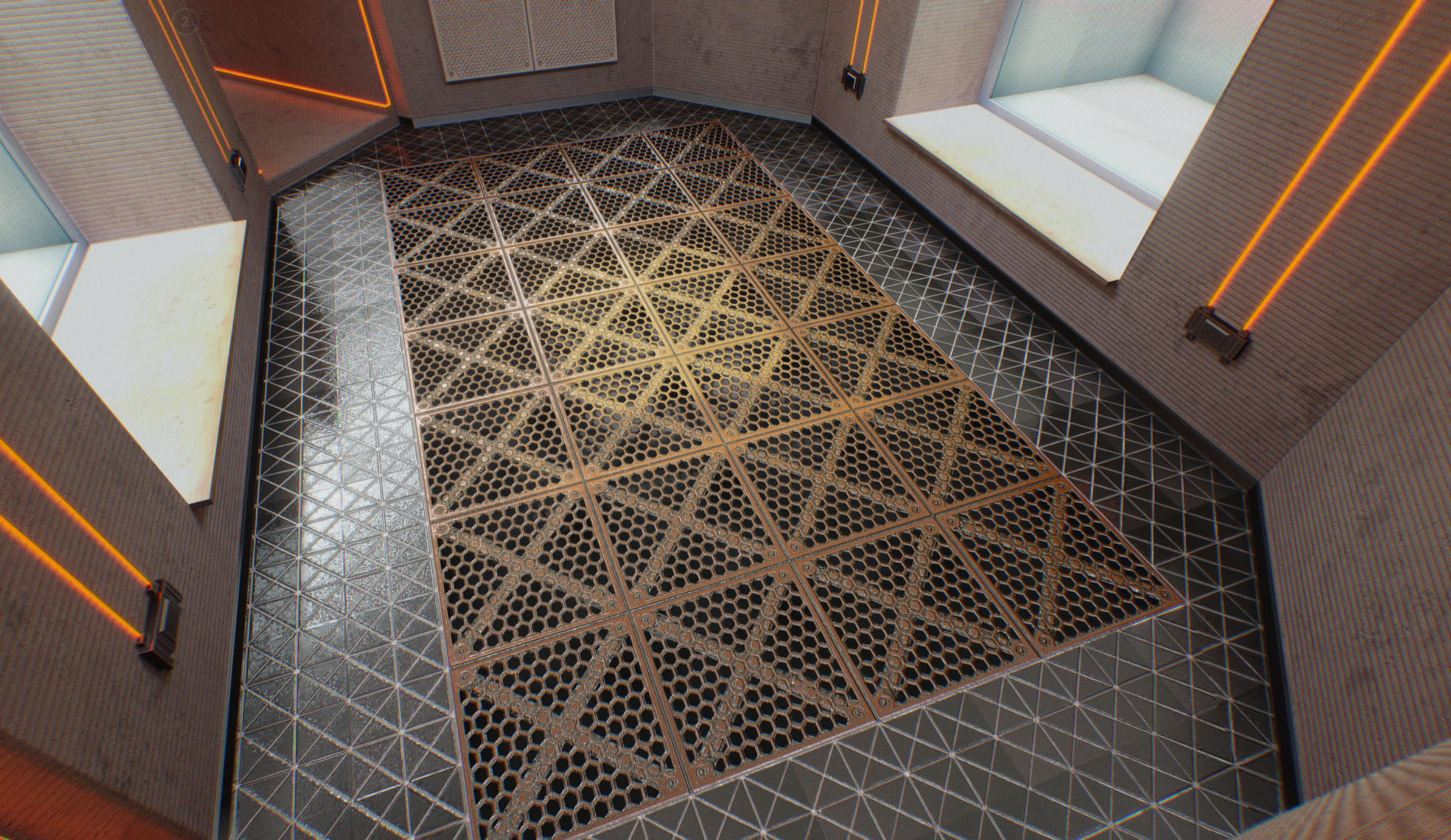 Interlockable Sci-Fi Virtual-Reality Art Gallery Low-poly 3D model_7