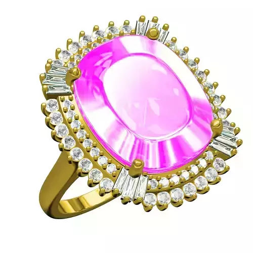 Cushion Stone Round Diamond Double Halo Cluster Engagement Ring