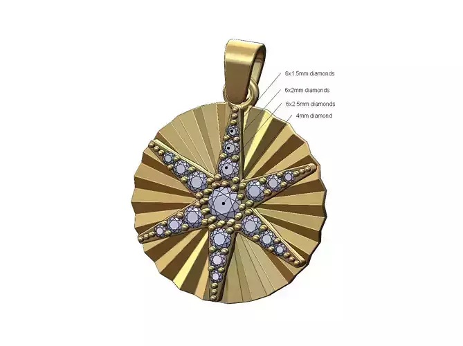 Faceted diamond star pendant and charm