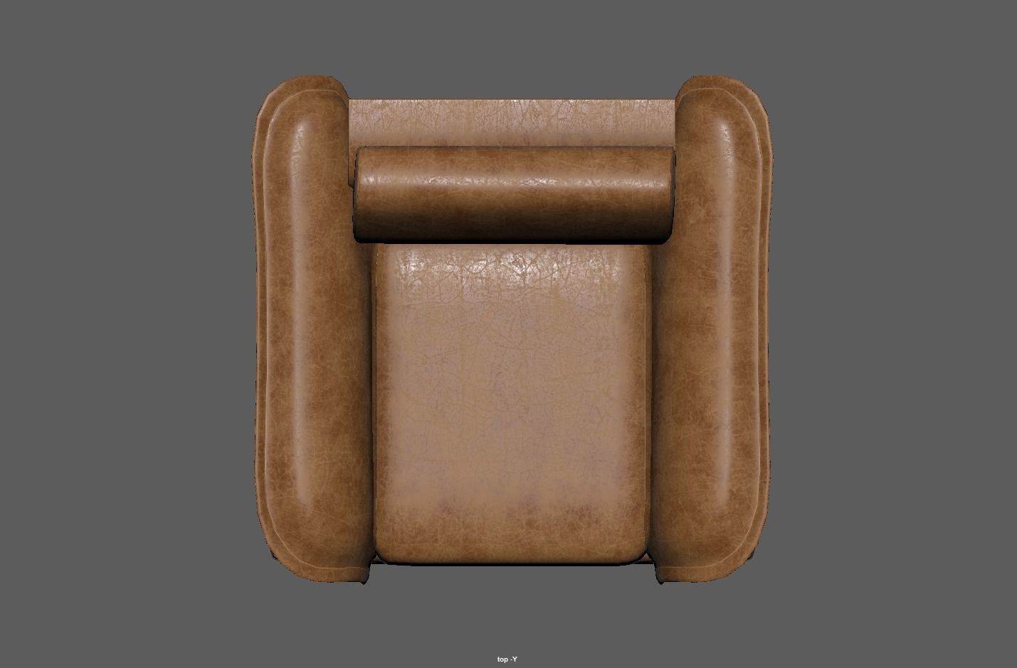 Brown leather sofa Low-poly 3D model_8