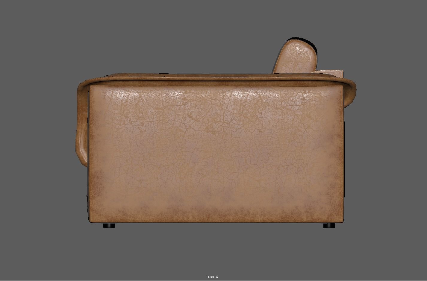 Brown leather sofa Low-poly 3D model_14
