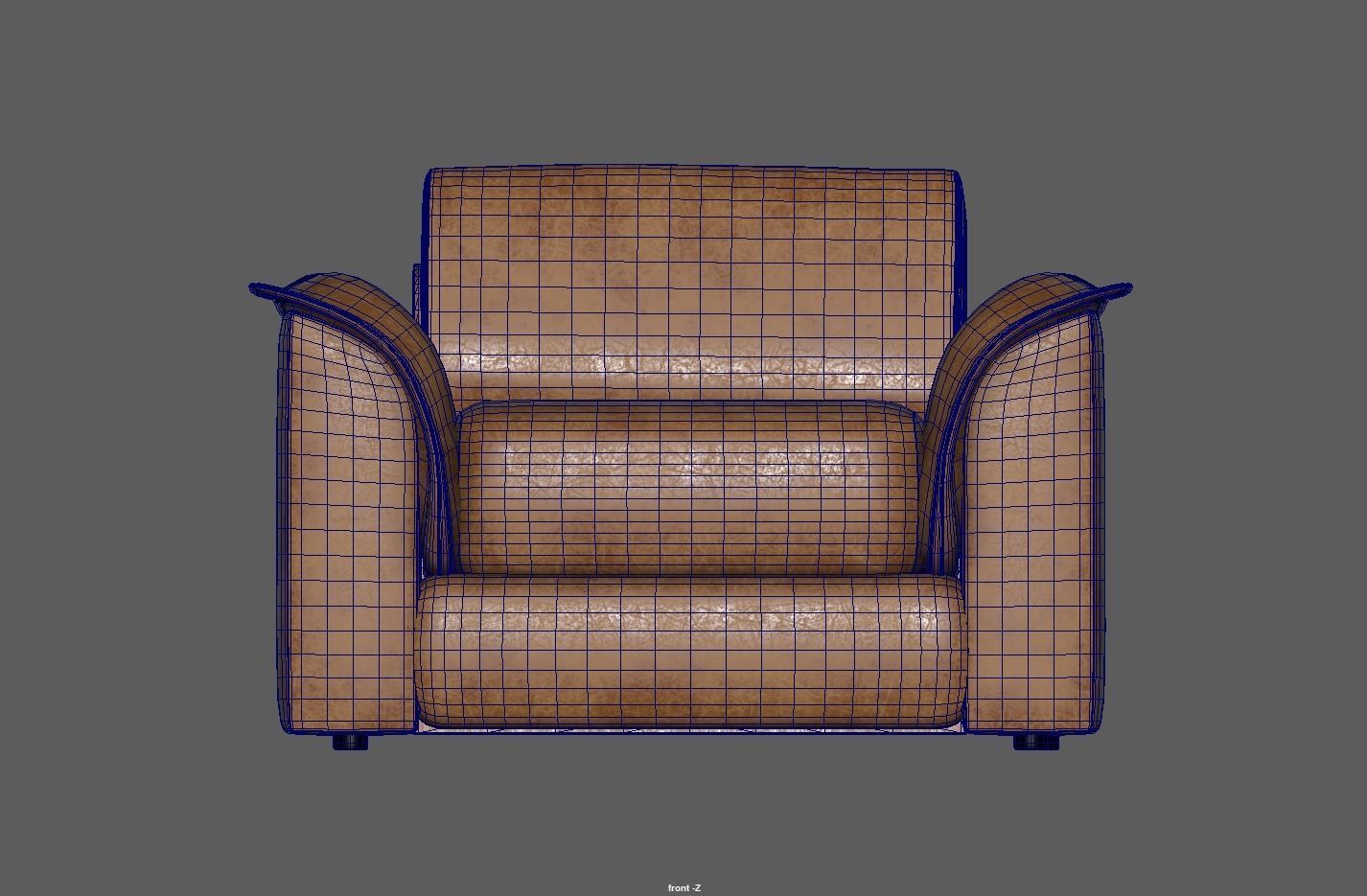 Brown leather sofa Low-poly 3D model_12
