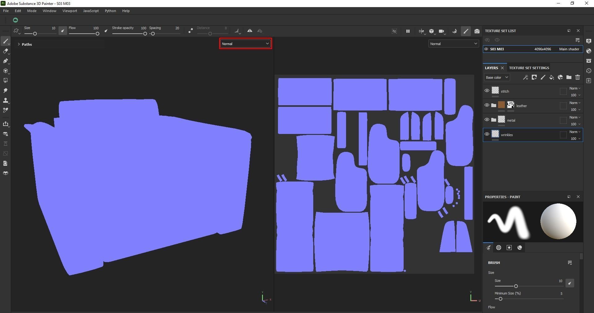 Brown leather sofa Low-poly 3D model_23