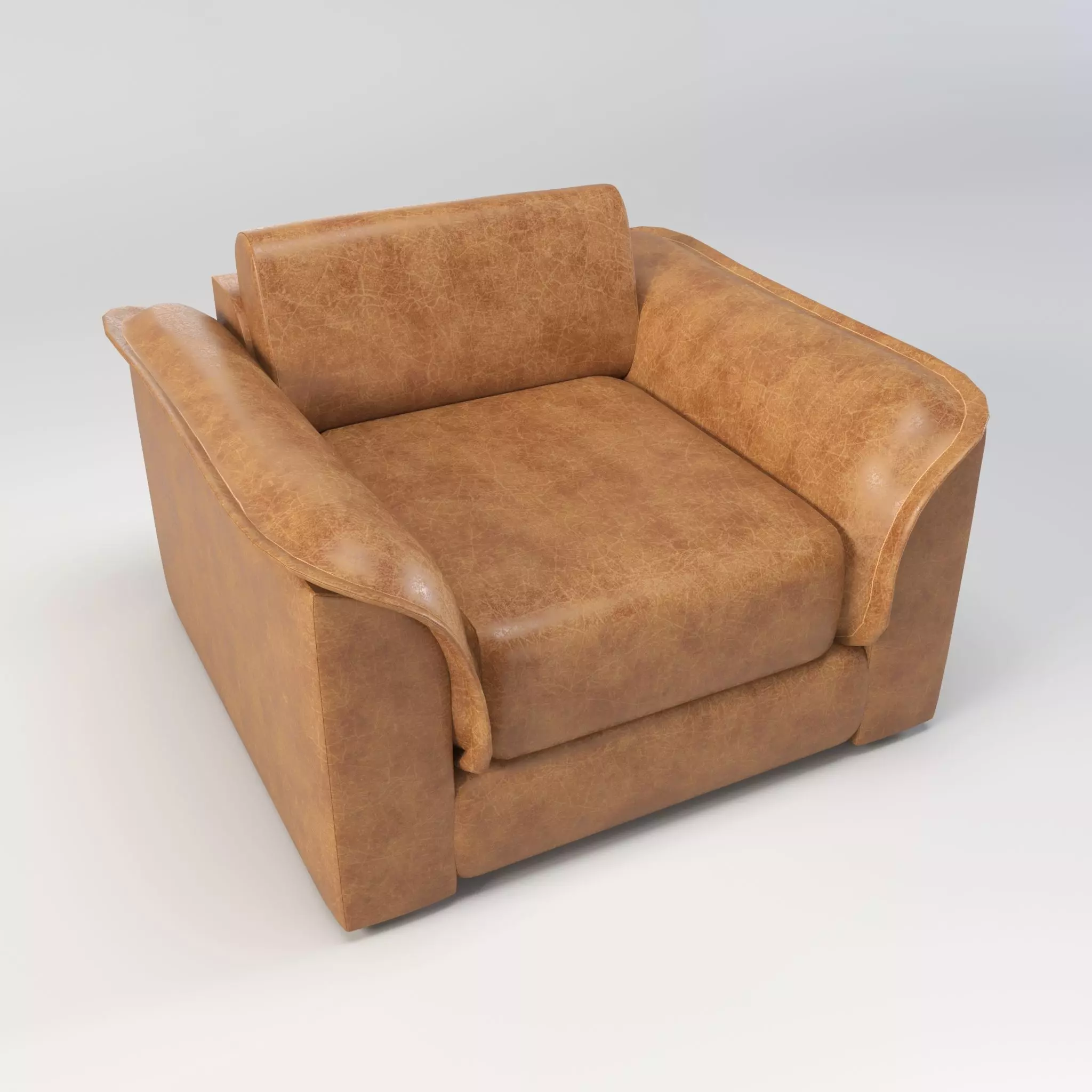 Brown leather sofa Low-poly 3D model_0