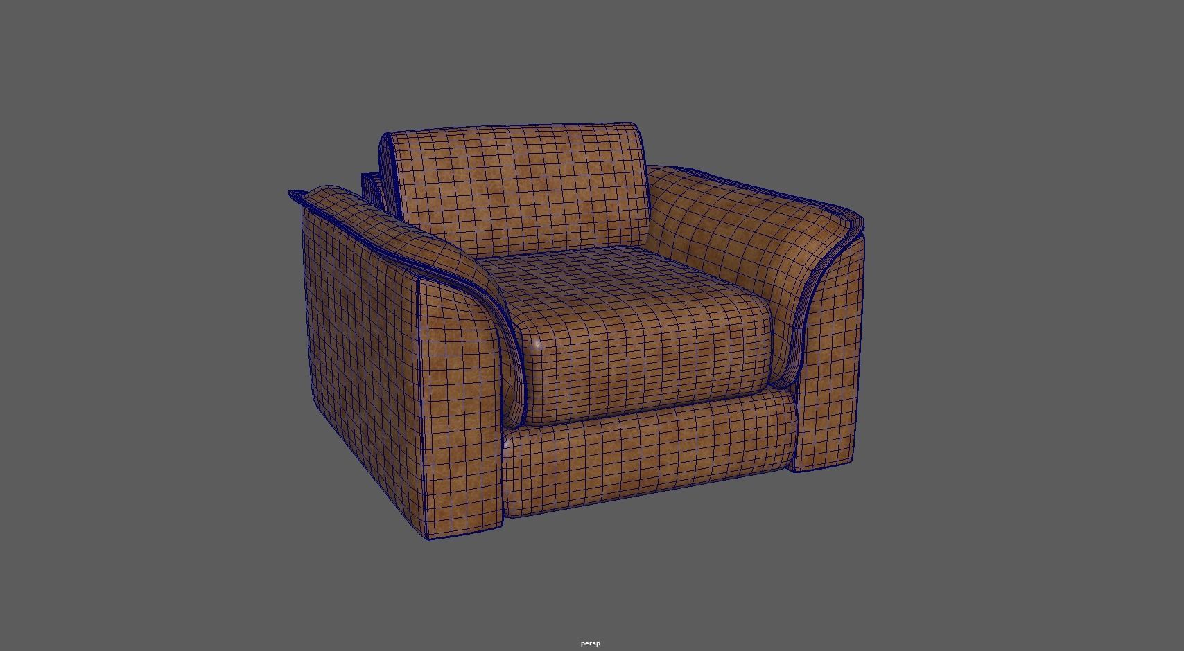 Brown leather sofa Low-poly 3D model_6