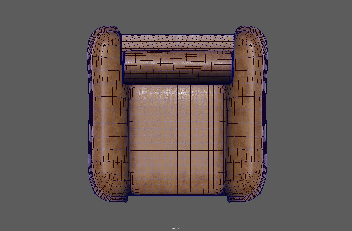 Brown leather sofa Low-poly 3D model_9