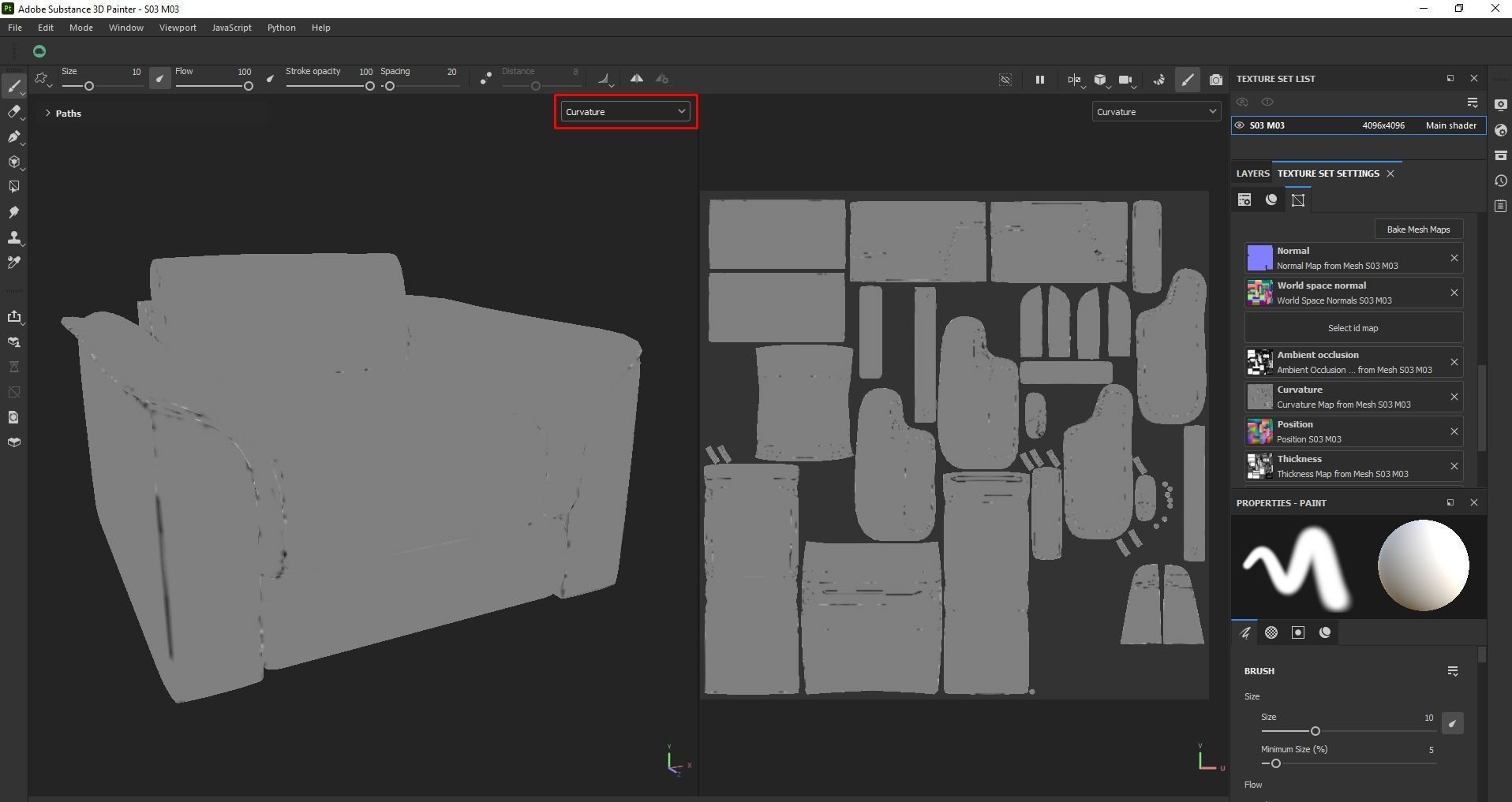 Brown leather sofa Low-poly 3D model_24
