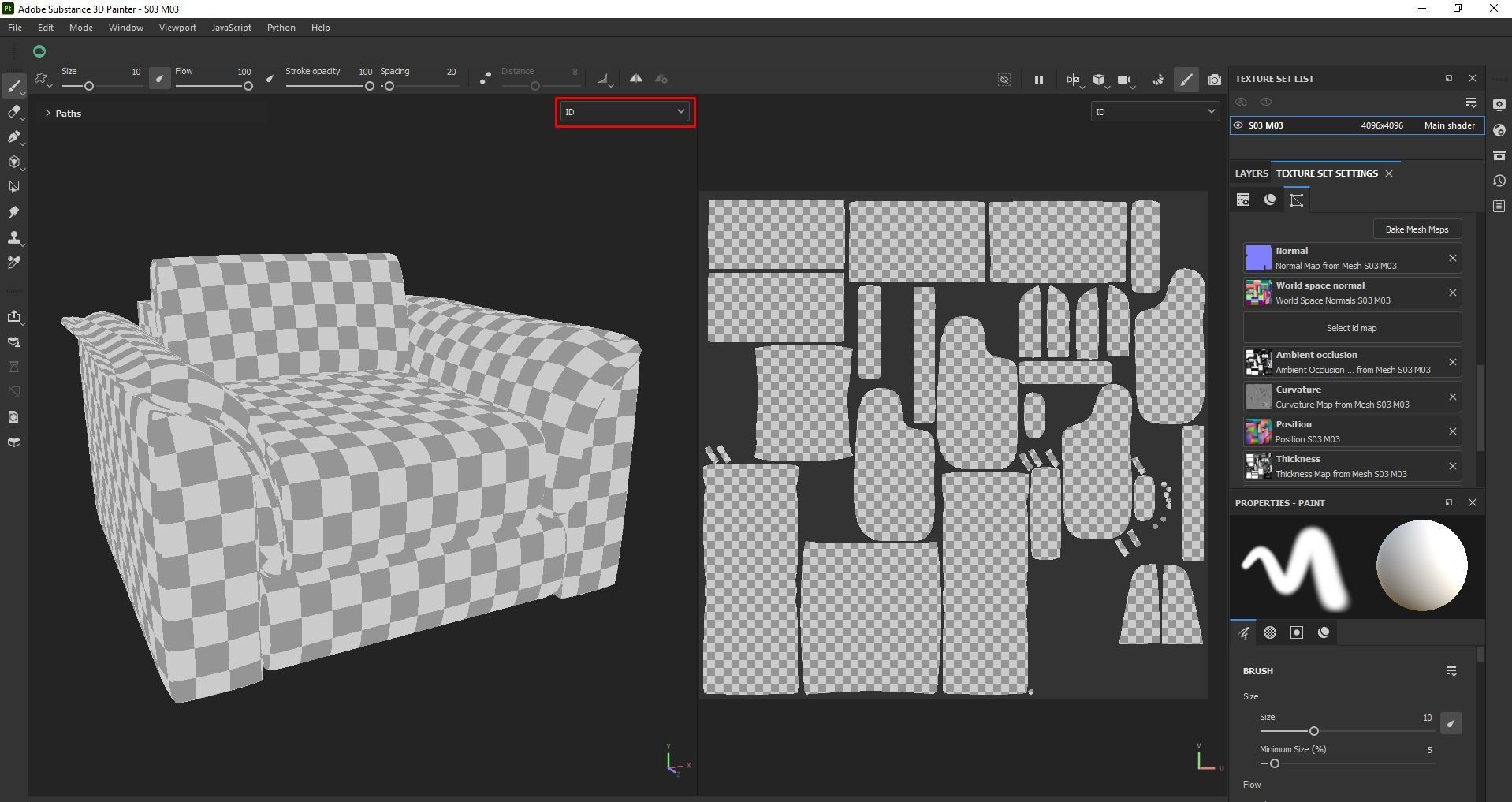 Brown leather sofa Low-poly 3D model_25
