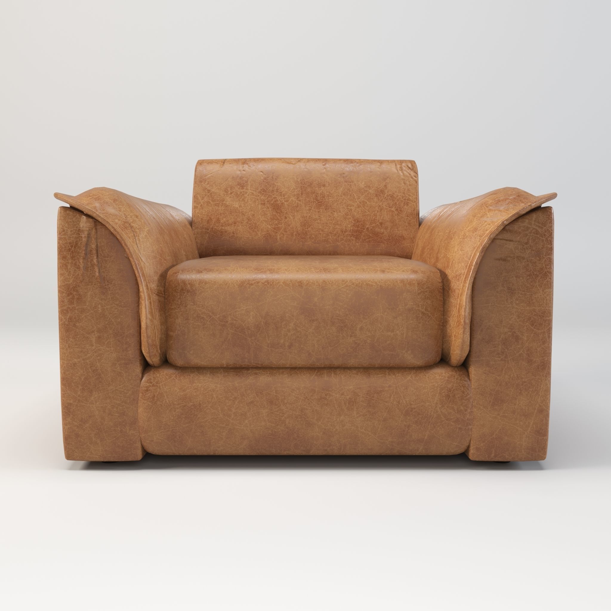 Brown leather sofa Low-poly 3D model_2