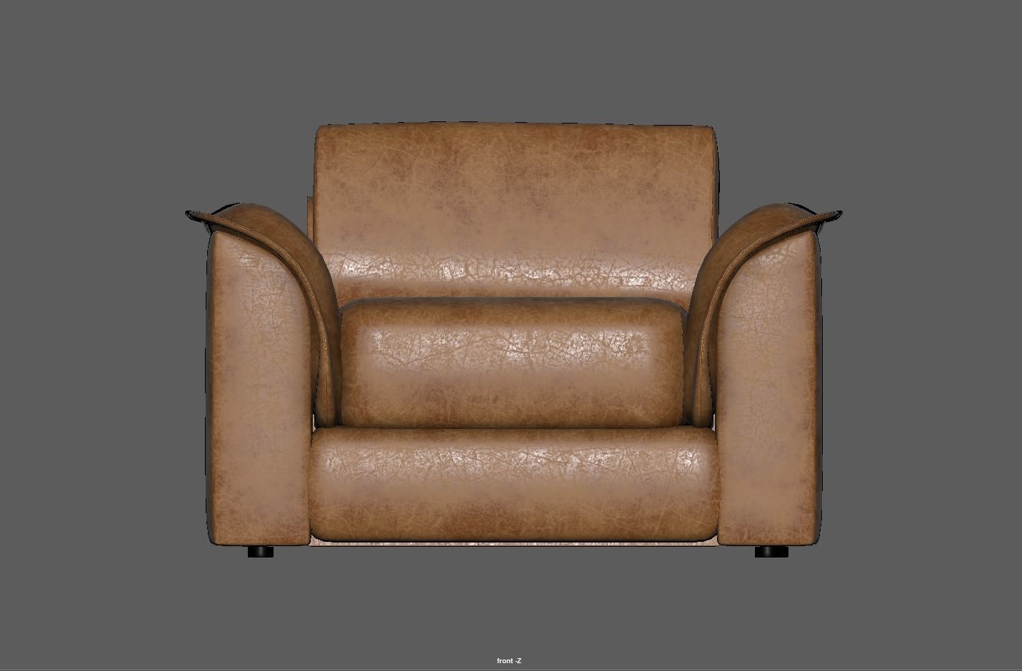 Brown leather sofa Low-poly 3D model_11