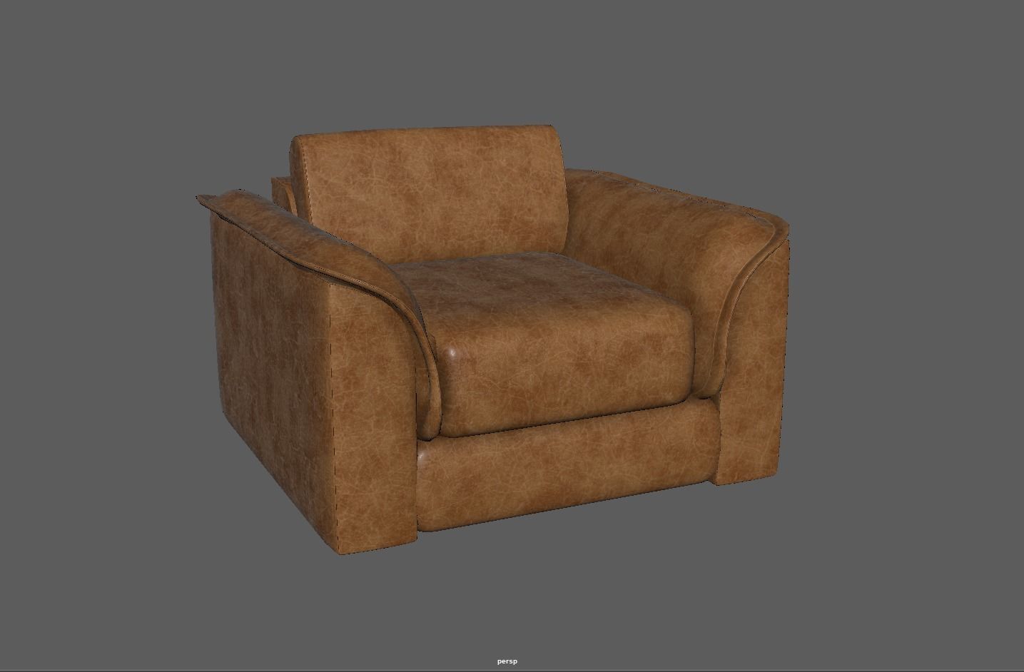 Brown leather sofa Low-poly 3D model_5
