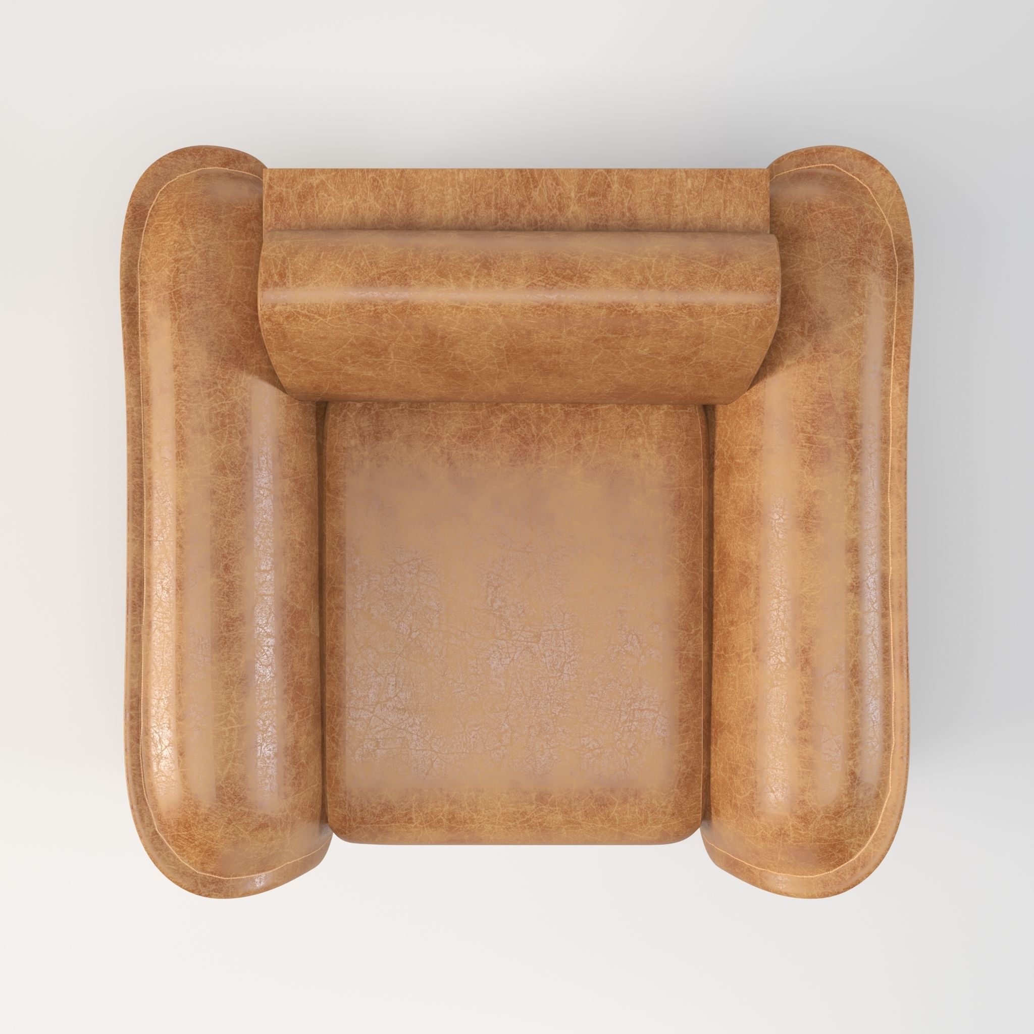 Brown leather sofa Low-poly 3D model_4