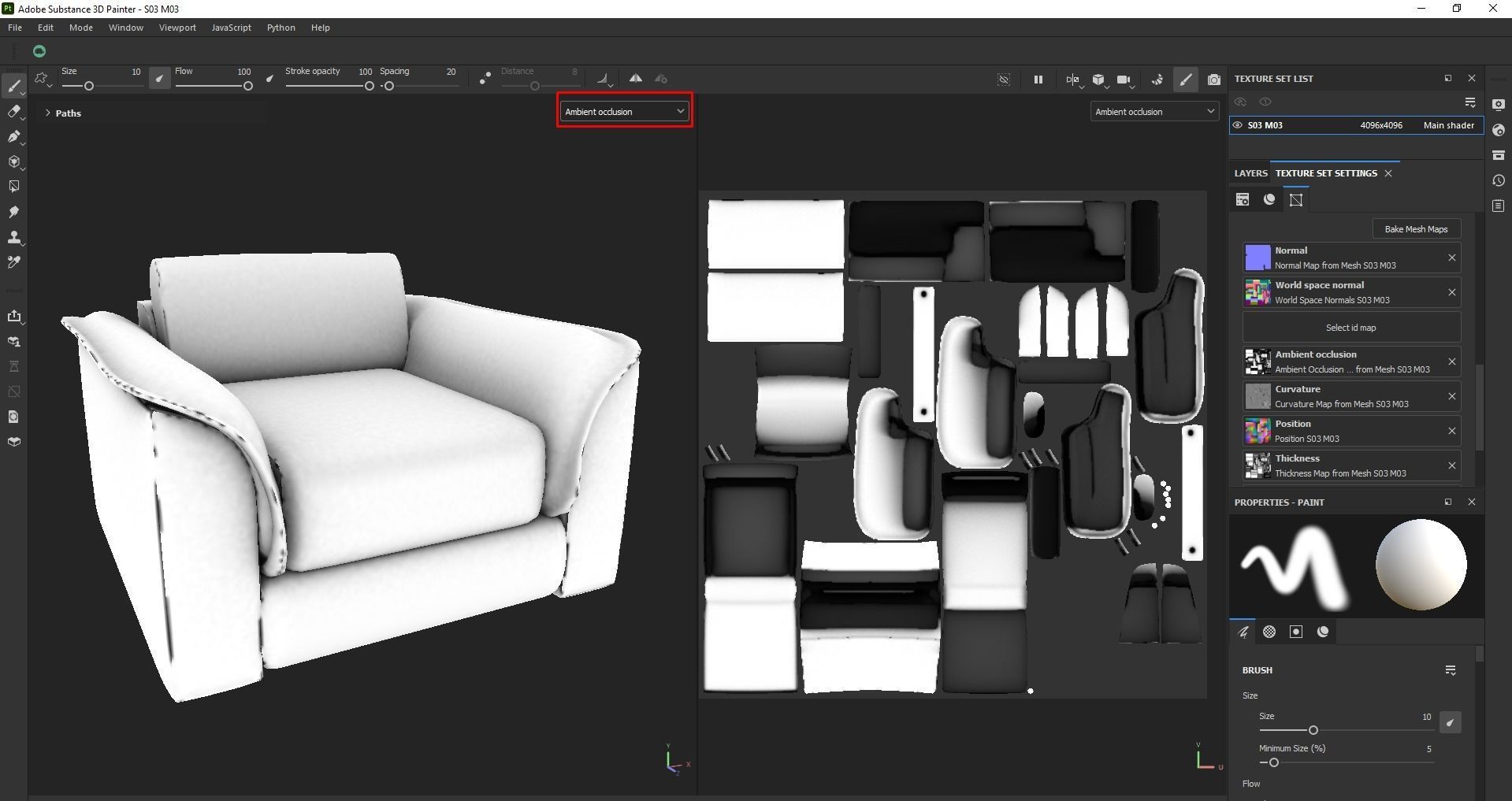 Brown leather sofa Low-poly 3D model_28
