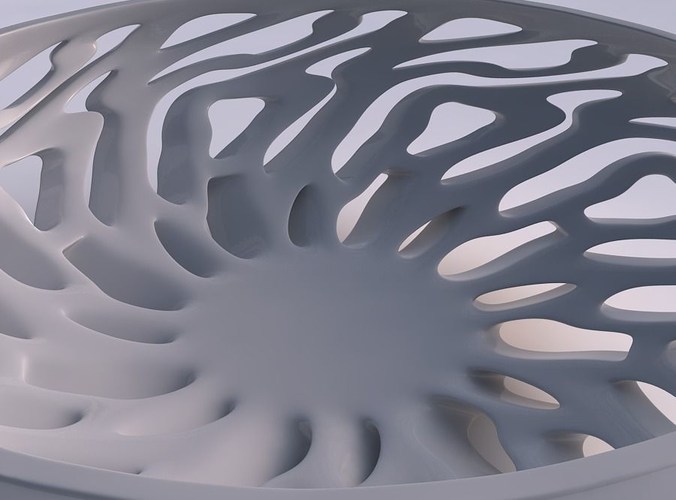 Bowl wide low with twisted smooth cuts twisted