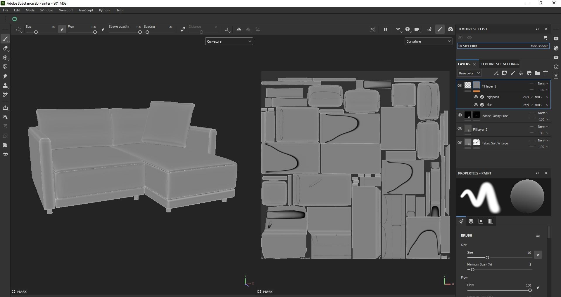 Gather arm wide chaise sectional sofa 3D model_19